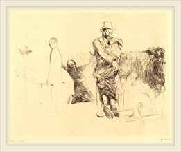 Jean-Louis Forain, Lourdes, Transport of the Paralyzed, French, 1852-1931, 1912-1913, etching