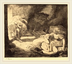 Alphonse Legros, The Fire, 2nd plate (L'incendie), French, 1837-1911, etching