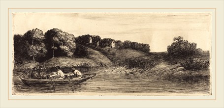 Alphonse Legros, Landscape with Boat, 1st plate  (Le paysage au bateau), French, 1837-1911, etching