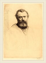 Alphonse Legros, Self-Portrait, 3rd plate, French, 1837-1911, etching? and drypoint