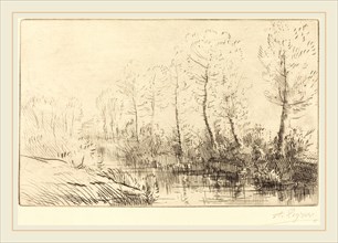 Alphonse Legros, Birch Trees: Water's Edge Seen in Morning Light (Les bouleaux: Bord de l'eau,