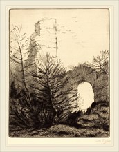 Alphonse Legros, Ruins of a Monastery (Les ruines du monastere), French, 1837-1911, drypoint and