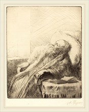 Alphonse Legros, Convalescent (Le convalescent), French, 1837-1911, drypoint
