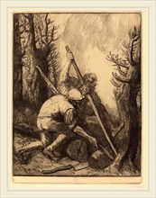 Alphonse Legros, Woodcutters, 3rd plate (Les bucherons), French, 1837-1911, etching