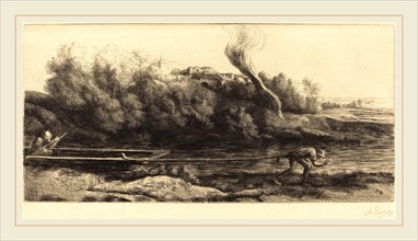 Alphonse Legros, Landscape with Boat, 2nd plate (Paysage au bateau), French, 1837-1911, etching