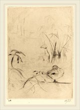 Berthe Morisot (French, 1841-1895), Ducks at Rest on the Bank, 1888-1890, drypoint [reprinted by