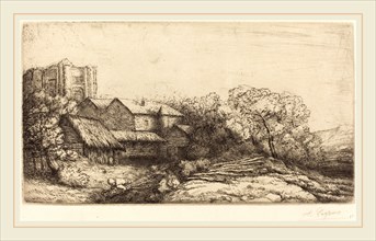 Alphonse Legros, Farm at the Monastery (La ferme de l'abbaye), French, 1837-1911, etching and