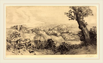 Alphonse Legros, Top of the Hill (Le haut de la colline), French, 1837-1911, drypoint and