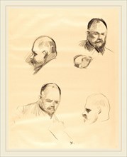 Jean-Louis Forain, Four Sketches of Ambroise Vollard, French, 1852-1931, c. 1910, lithograph