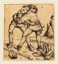 Master of the Housebook (German, active c. 1465-1500), Two Peasants Fighting, c. 1475-1480,