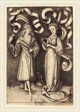 Israhel van Meckenem (German, c. 1445-1503), The Falconer and Noble Lady, c. 1495-1503, engraving