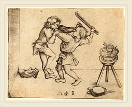 Martin Schongauer (German, c. 1450-1491), Apprentices Fighting, probably c. 1480, engraving