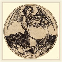 Martin Schongauer (German, c. 1450-1491), Shield with Lion, Held by Angel, c. 1480-1490, engraving