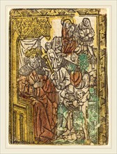 German 15th Century, The Adoration of the Magi, c. 1470-1480, metalcut, hand-colored in yellow,