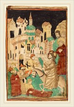 German 15th Century, Christ's Entry into Jerusalem, probably 1450, woodcut in light brown,
