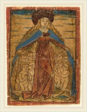 German 15th Century, Madonna as Protectress, c. 1470-1480, woodcut in brown, hand-colored in blue,