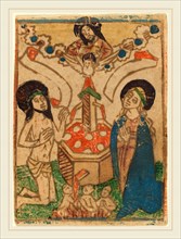 German 15th Century, Allegory of the Eucharist, c. 1470-1490, woodcut in lt. brown, hand-colored in