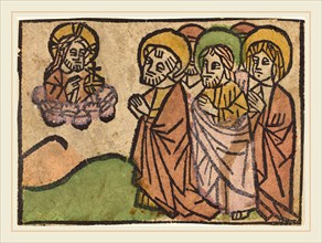German 15th Century, Christ Appearing to the Apostles, c. 1460-1470, woodcut, hand-colored in