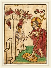 Ludwig of Ulm (German, active 1450-1470), Christ in Limbo, hand-colored woodcut (blockbook page)