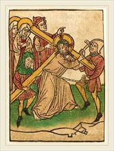 Ludwig of Ulm (German, active 1450-1470), The Carrying of the Cross, hand-colored woodcut