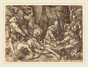 Heinrich Aldegrever (German, 1502-1555-1561), Traveler among Thieves, 1554, etching