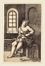 Sebald Beham (German, 1500-1550), Cleopatra Seated, engraving