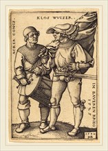 Sebald Beham (German, 1500-1550), Standard Bearer and Drummer, 1544, engraving