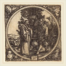 Sebald Beham (German, 1500-1550), Gentleman and Two Servants, or Solon and Two Peasants, etching