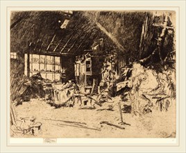 James McNeill Whistler (American, 1834-1903), The Smithy, c. 1880, etching and drypoint