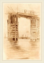 James McNeill Whistler (American, 1834-1903), The Tall Bridge, 1878, lithotint in brown