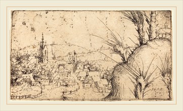 Augustin Hirschvogel (German, 1503-1553), Landscape with a Town at Left, 1549, etching