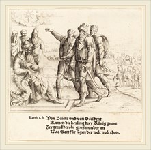 Augustin Hirschvogel (German, 1503-1553), The Three Kings Tell Herod of Christ's Birth, 1549,