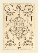 Daniel Mignot (German, active 1593-1596), Large Pendant with Three Drops Below, 1593, engraving