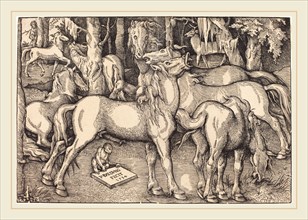 Hans Baldung Grien (German, 1484-1485-1545), Group of Seven Horses, 1534, woodcut