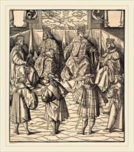 Leonhard Beck (German, c. 1480-1542), Assembly of Four Kings, in the foreground Four Men,
