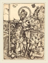 Lucas Cranach the Elder (German, 1472-1553), Saint George Standing, with Two Angels, 1506, woodcut