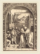 Albrecht DÃ¼rer (German, 1471-1528), Joachim and Anna at the Golden Gate, 1504, woodcut