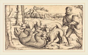 Augustin Hirschvogel (German, 1503-1553), Bear Hunt, 1545, etching