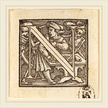 Hans Holbein the Younger (German, 1497-1498-1543), Letter N, woodcut