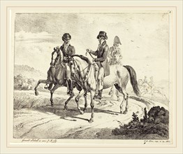 Johann Adam Klein (German, 1792-1875), Outing on Horseback, 1811, lithograph on blued wove paper