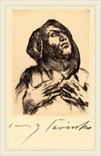 Lovis Corinth, Monk Gazing Upward (MÃ¶nch mit Erhobenem Blick), German, 1858-1925, 1916, drypoint