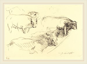 Lovis Corinth, Cows (KÃ¼he), German, 1858-1925, 1910, lithograph in black on wove paper