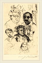Lovis Corinth, Assorted Heads and Self-Portrait (Verschiedene KÃ¶pfe und Selbstbildnis), German,