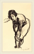 Lovis Corinth, Nude Bending Forward (Gebeugter Akt), German, 1858-1925, 1916, lithograph in black