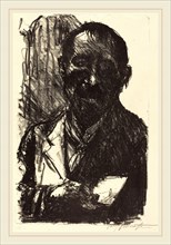Lovis Corinth, Self-Portrait Sketching, German, 1858-1925, 1920, lithograph