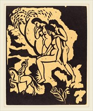 August Macke, BegrÃ¼ssung (Greeting), German, 1887-1914, woodcut in black on tan paper