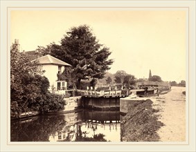 British 19th Century, Lock-Keeper's Cottage and Lock Gates, 1850s, albumen print from a wet