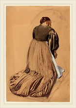 Konrad BÃ¶se, Kneeling Woman from Behind, German, 1852-1938, c. 1909, watercolor and gouache over