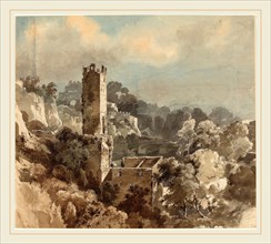 Friedrich Salathé (Swiss, 1793-1858), Ruins of a Fortified Tower among Wooded Hills, 1816-1821,