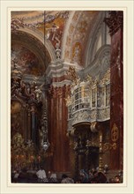 Adolph Menzel (German, 1815-1905), The Interior of the Jacobskirche at Innsbruck, 1872, gouache on